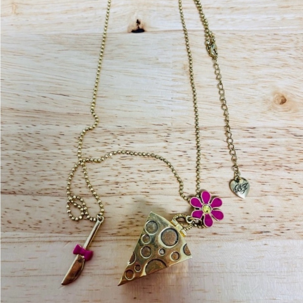 Betsey Johnson Gold Necklace with Pink Accents